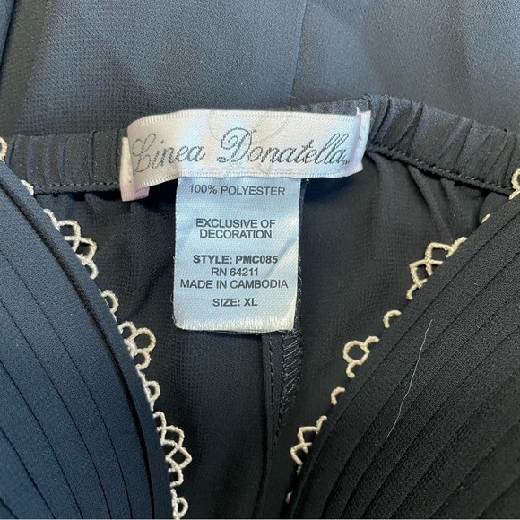 ⭐️4/$20⭐️Linea Donatella Black Sheer Lace Trim Chemise - Picture 6 of 8